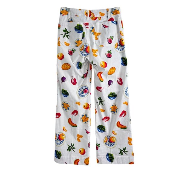 J. Crew Lizzie High-Rise Wide-Leg Pants Fruit & Crawfish Print Women Size 26 NEW - Picture 2 of 7